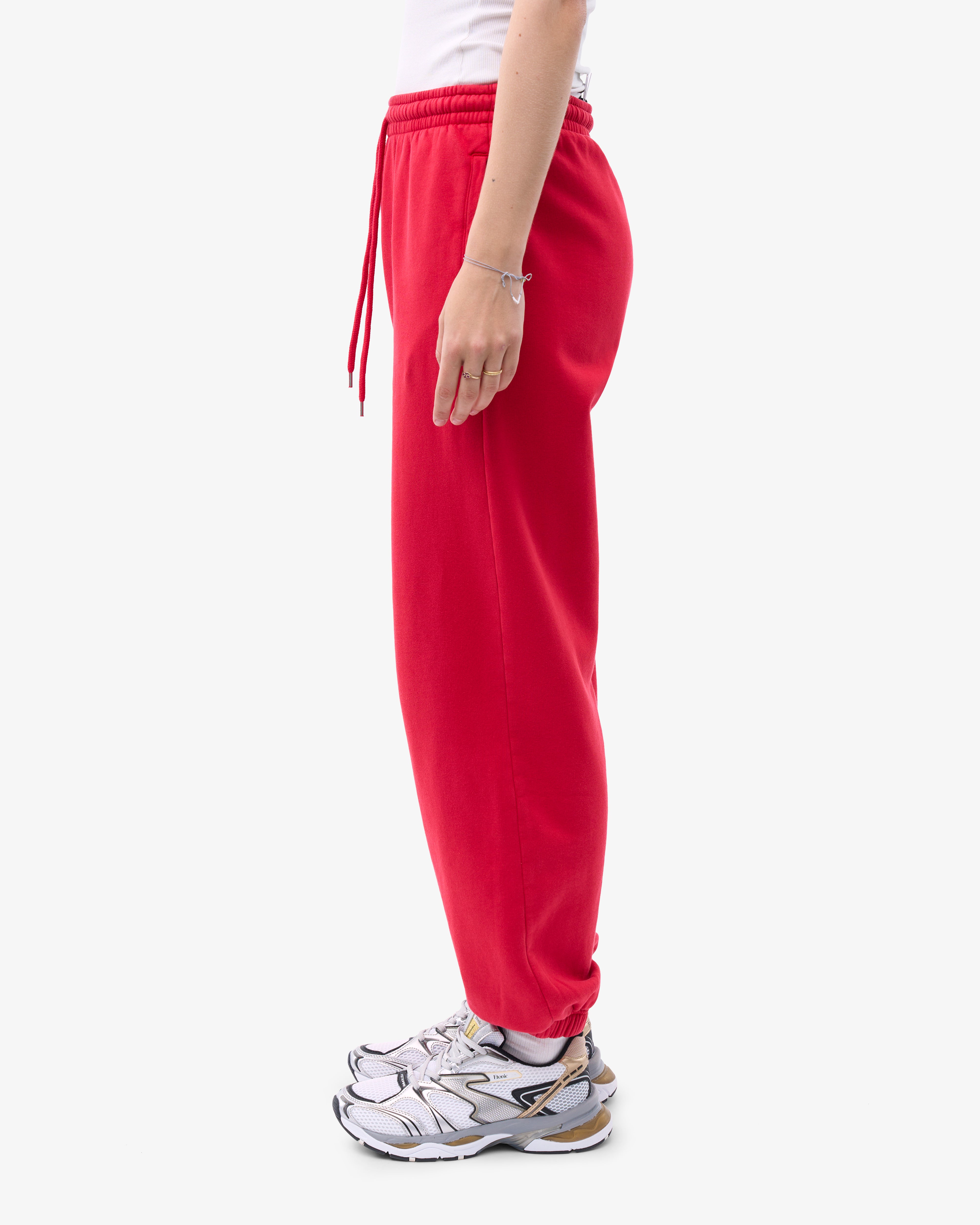 Organic Relaxed Sweatpants for Women - Soft Cotton Lounge Pants in Scarlet Red - Perfect for Yoga, Home & Casual Wear