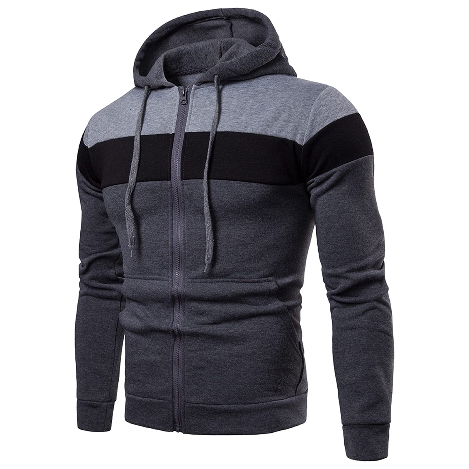 Men's Slim Fit Color Block Hooded Sweater - Retro Plaid Hoodie with Pockets | Casual Wear for Street Style & Outdoor Activities
