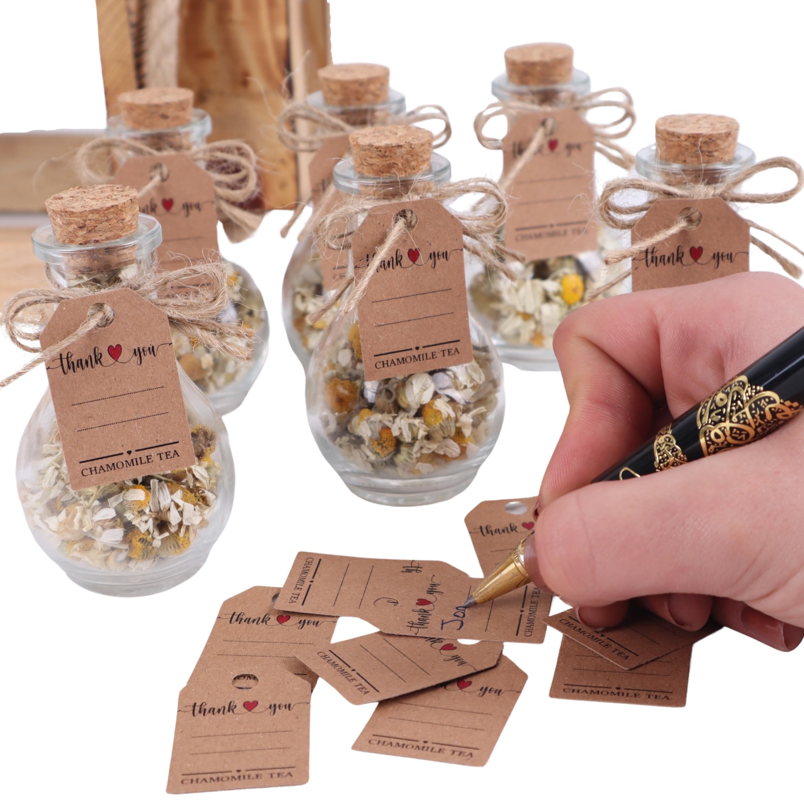 10-Pack Elegant Chamomile Tea Jars - Perfect Wedding Favors, Bridesmaid Gifts & Bridal Shower Decorations - Thoughtful Engagement Gifts for Women - Ideal for Tea Parties, Wedding Receptions & Guest Souvenirs
