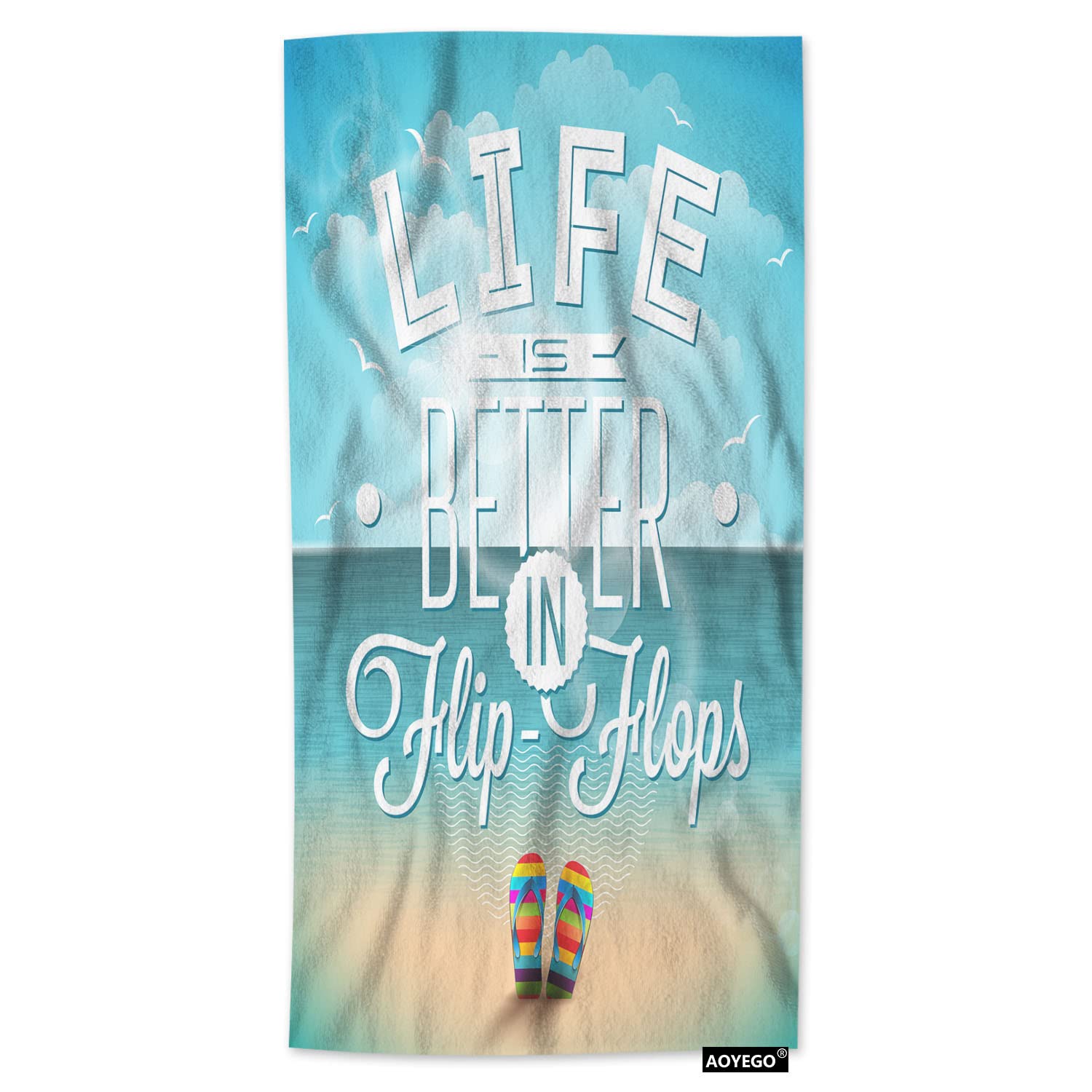 Premium AOYEGO Flip-Flops Hand Towels - Ultra Soft & Highly Absorbent 15x30 Inch Beach Towel for Summer, Bath & Kitchen Decor - Perfect for Women & Men at Pool, Vacation & Coastal Home Decor