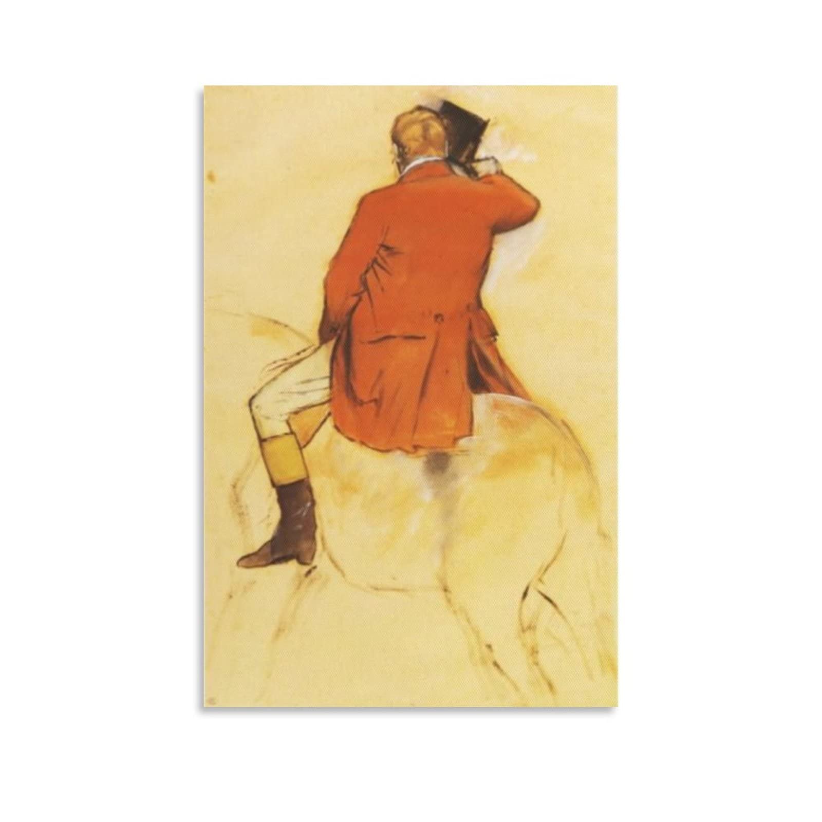 Edgar Degas 'Rider in a Red Coat' Canvas Wall Art Print - 16x24 inch (40x60cm) Framed/Unframed Options - Perfect for Living Room, Bedroom & Office Decor