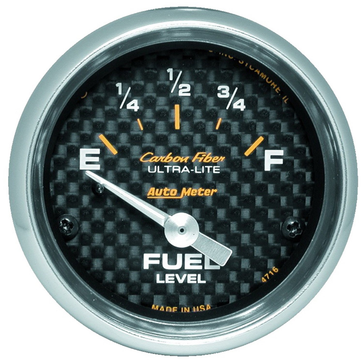 Auto Meter 4716 Carbon Fiber Electric Fuel Level Gauge - 1-1/2