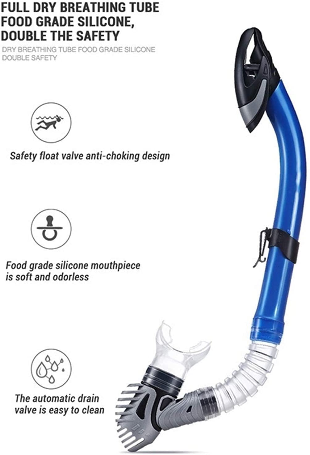 Professional Full Face Snorkel Mask Set - Anti-Fog Silicone Scuba Diving Goggles with Swim Fins for Adults & Kids - Blue Small Size - Perfect for Ocean Adventures, Beach Vacations & Underwater Exploration