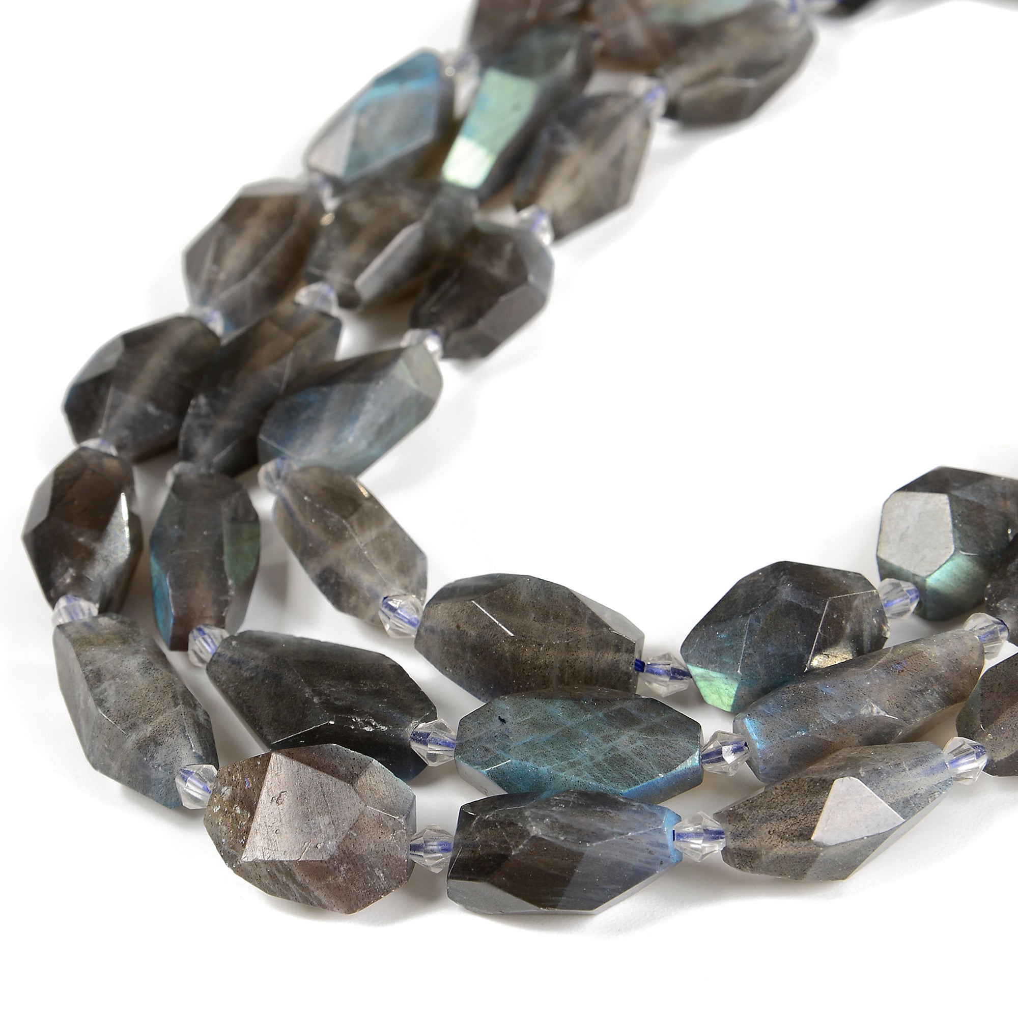 Natural Labradorite Faceted Nugget Beads Strand - 10-15x18-25mm & 12-18x20-30mm Sizes - 15.5 Inch for Jewelry Making, DIY Crafts, and Healing Crystal Bracelets