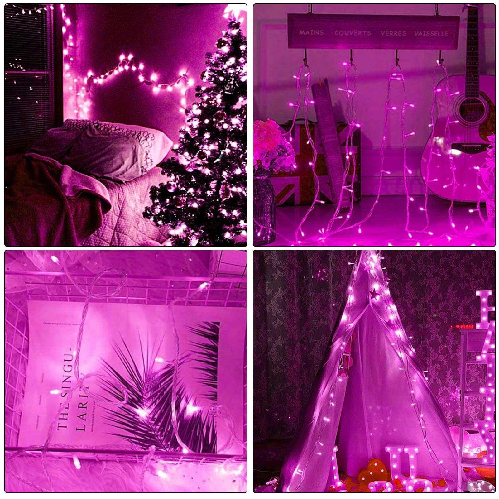 300 LED Pink Fairy String Lights - 108ft Waterproof Outdoor Christmas & Valentine's Day Decorations - 8 Lighting Modes Plug-in Lights for Bedroom, Garden, Party & Wedding Decor | Perfect for Romantic Ambiance, Holiday Lighting & Outdoor Events