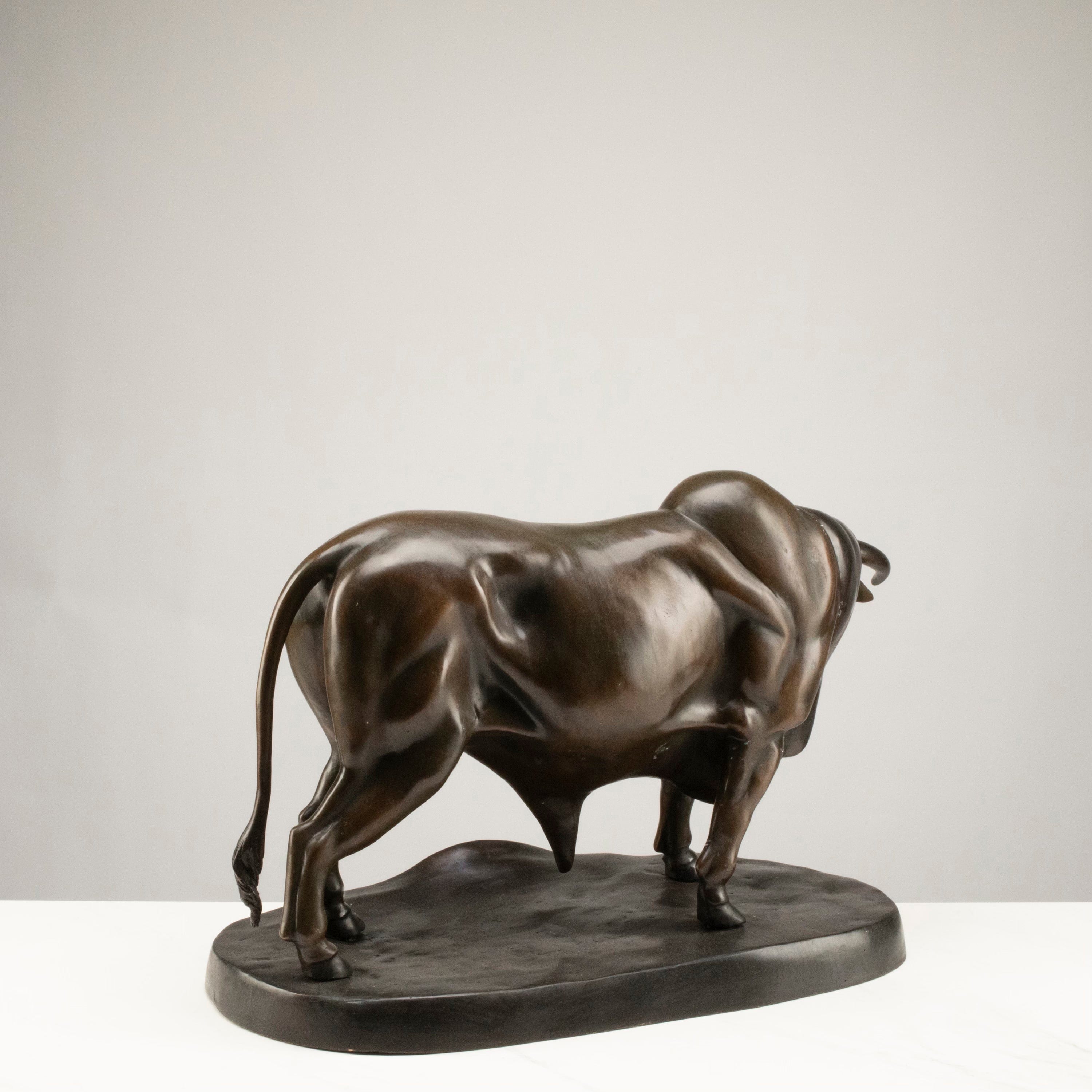 Handcrafted Bronze Bull Sculpture - 25 Inch Statue for Home & Office Decor | Feng Shui & Gift Idea