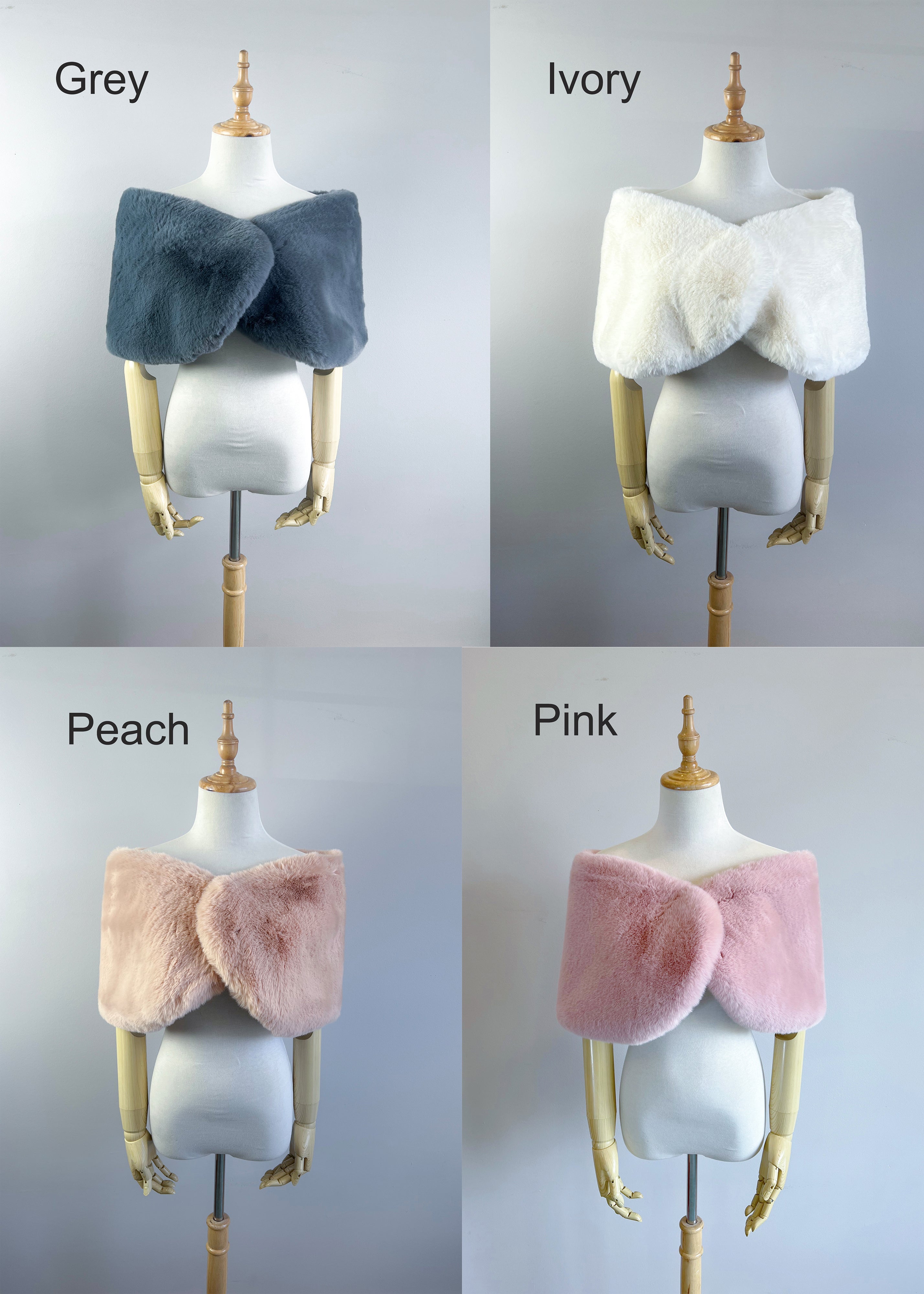 Blush Peach Fur Wrap Shawl - Soft Cozy Faux Fur Stole for Women (Serena Pea05) | Perfect for Weddings, Parties, and Winter Fashion Accessories