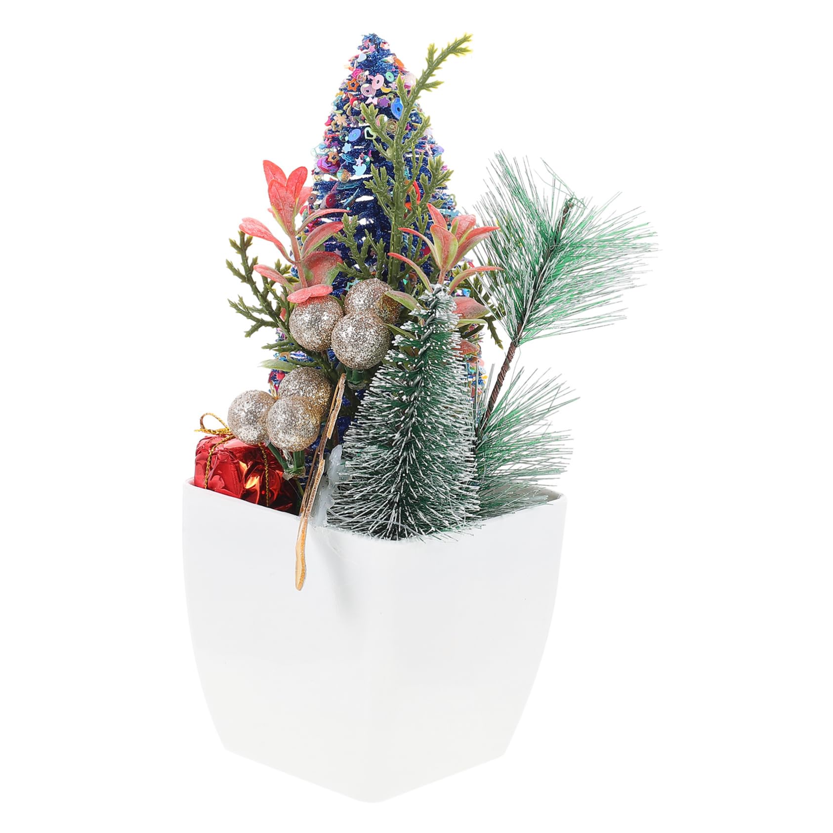 Mini Christmas Tree Decorations - 6 Inch Artificial Potted Plant for Tabletop, Indoor Holiday Decor, Xmas Party, Office & Home Festive Ornaments - Perfect for Gifts, Mantel, Shelf & Centerpiece Displays