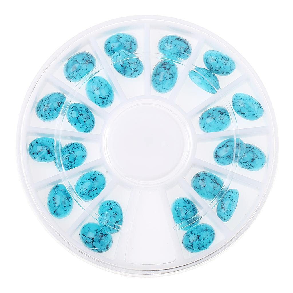 3D Nail Art Stickers - DIY Glitter Decals for Nails | Oval Diamond Shaped Blue Rhinestones | Perfect for Manicures, Nail Extensions & Salon Designs