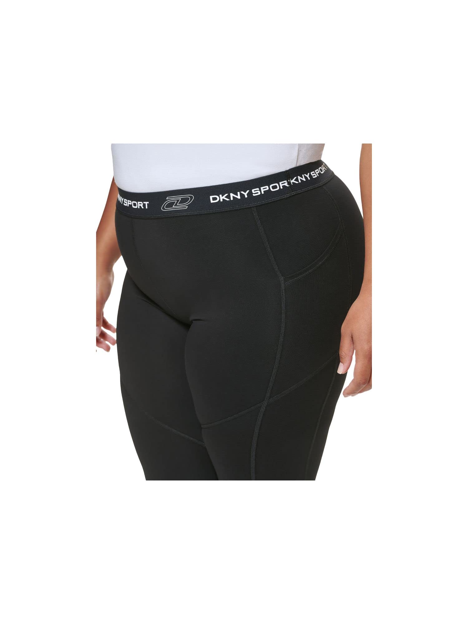 DKNY Sport Women's Plus Size High Waist Workout Leggings - Black 2X | Comfortable & Stretchy for Yoga, Running & Gym | Tummy Control & Breathable Fabric