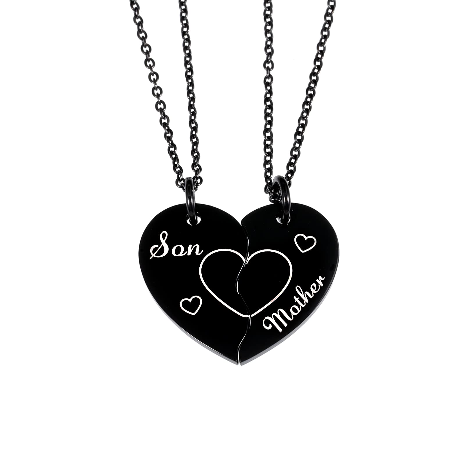 Mother and Son Matching Heart Necklace Set - Mother's Day Gift for Mom from Son, Graduation, Back to School, Birthday Jewelry for Women and Girls - Perfect for Special Occasions and Everyday Wear