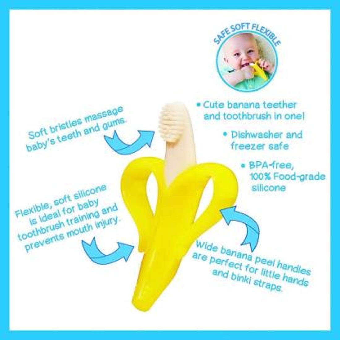 Organic Baby Banana Toothbrush & Teether - BPA-Free Silicone Infant Training Toothbrush with Soft Bristles - Safe Chew Toy for Teething Babies & Toddlers (Multicolor) - Perfect for Early Oral Care & Soothing Sore Gums During Teething