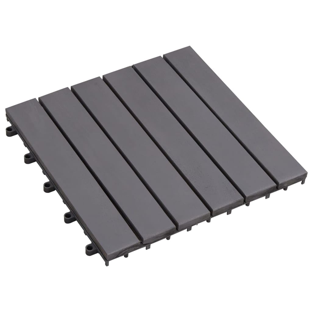 Solid Acacia Wood Tiles - Set of 10 (30x30cm) - Washed Gray Color - Natural Wooden Wall & Floor Tiles for Home Decor, Kitchen Backsplash, Bathroom, and Outdoor Use