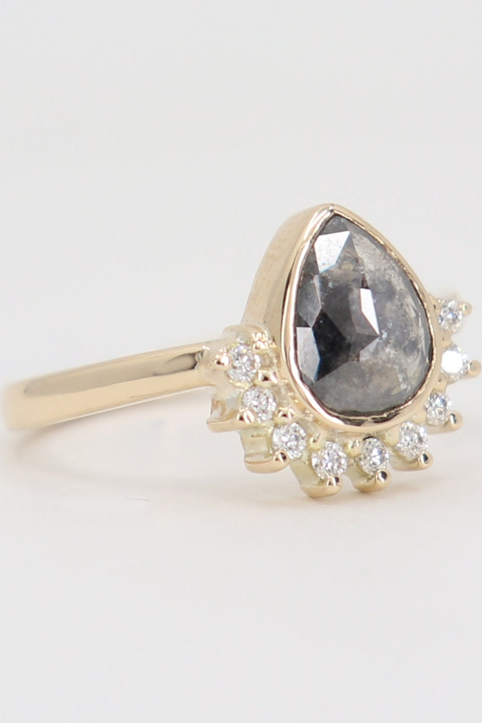 Ethereal Grey Diamond Ring - Elegant 925 Sterling Silver Jewelry for Women - Perfect for Engagement, Wedding & Anniversary Gifts
