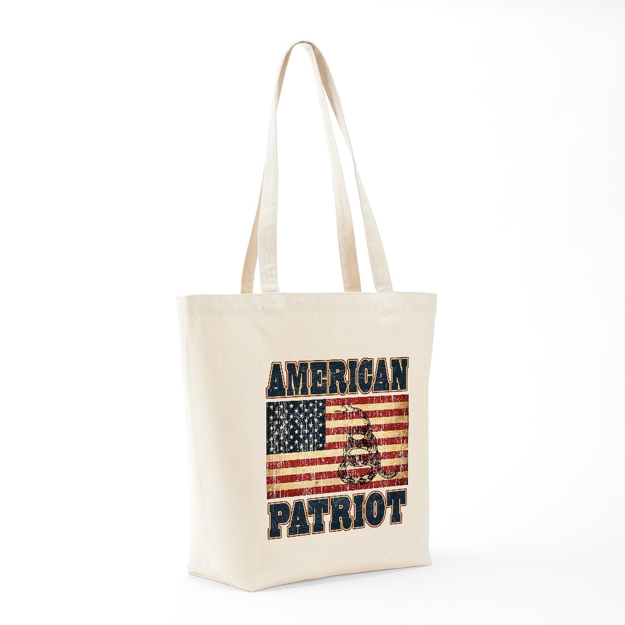 American Patriot Tote Bag - Natural Canvas Reusable Shopping Bag with Patriotic Design | Perfect for Groceries, Beach Trips & Everyday Use