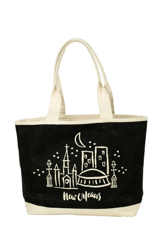 Stylish Midnight in NOLA Canvas Tote Bag - Durable & Spacious for Shopping, Beach, Work & Travel | Eco-Friendly Reusable Grocery Bag