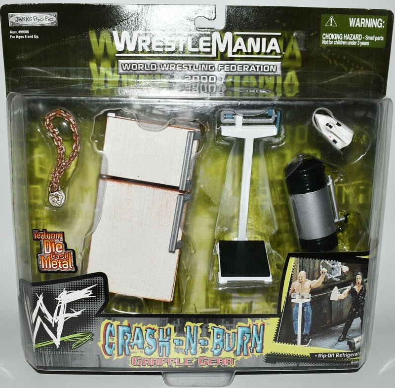 WWF Jakks Pacific Grapple Gear Series 4 Crash 'N' Burn Wrestling Action Figure - 2000 Collectible Toy for Kids & Adults - Perfect for Playtime, Display & Wrestling Fans Collection