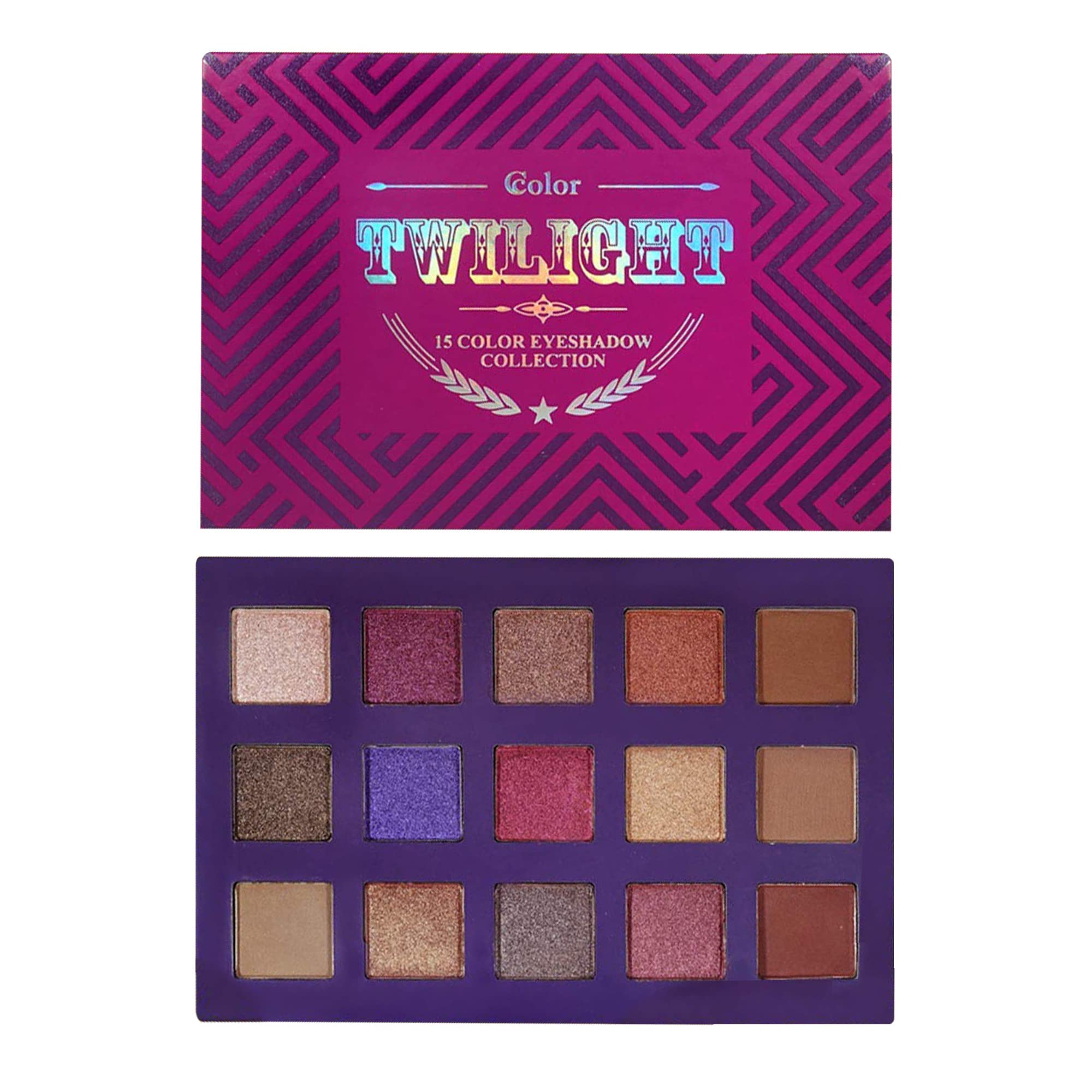 Ccolor Cosmetics Twilight 15-Color Eyeshadow Palette - Highly Pigmented Matte & Shimmer Eyeshadows in Blue & Purple, Long-Wearing, Blendable Professional Makeup for Day & Night Looks