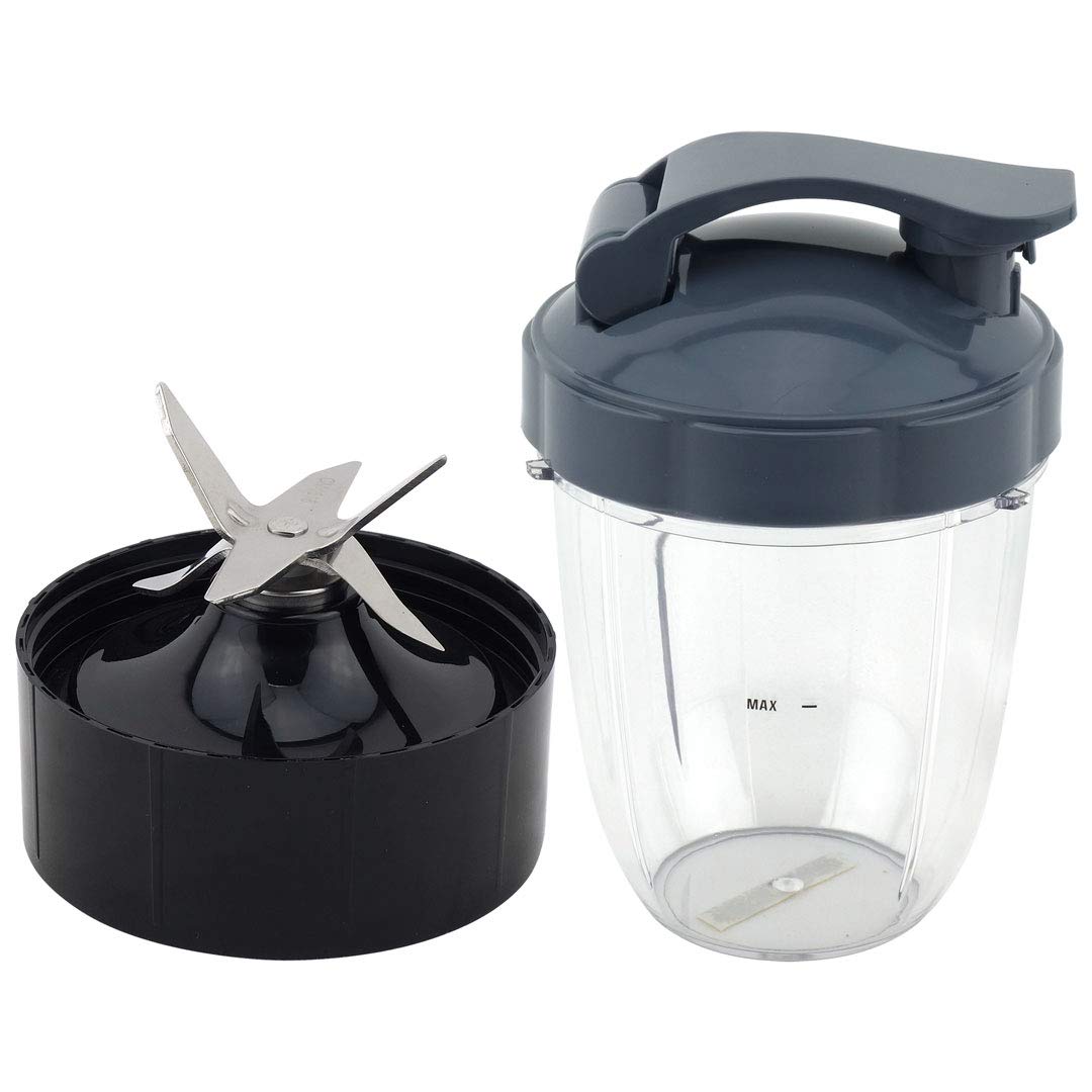 18 oz Short Cup with Flip To Go Lid + Extractor Blade - Compatible with NutriBullet Lean NB-203 1200W Blender - Perfect for Smoothies, Protein Shakes & Meal Prep On The Go