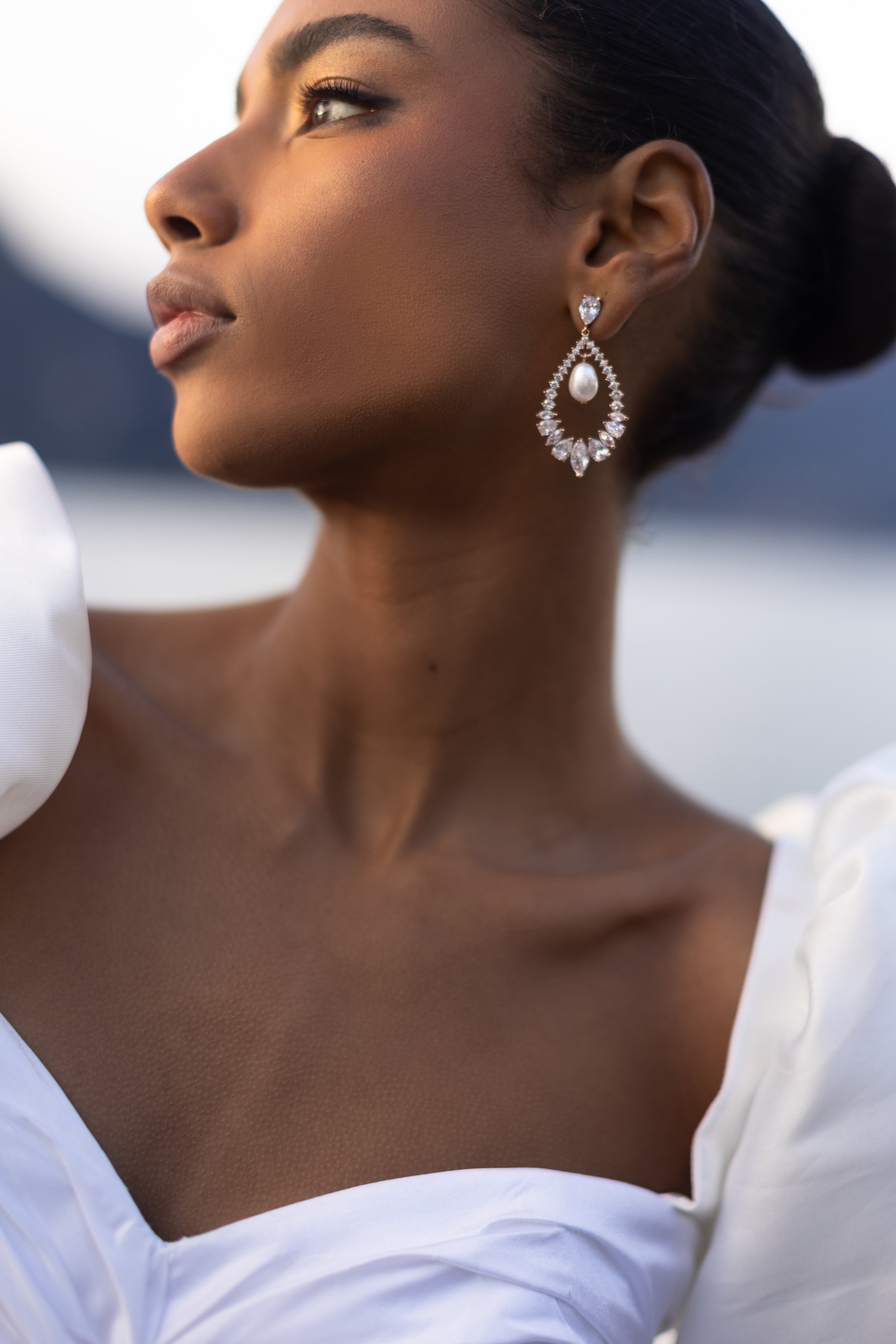 MIRABEL Simulated Diamond & Pearl Drop Earrings for Women – Elegant Dangle Jewelry for Wedding, Party & Evening Wear