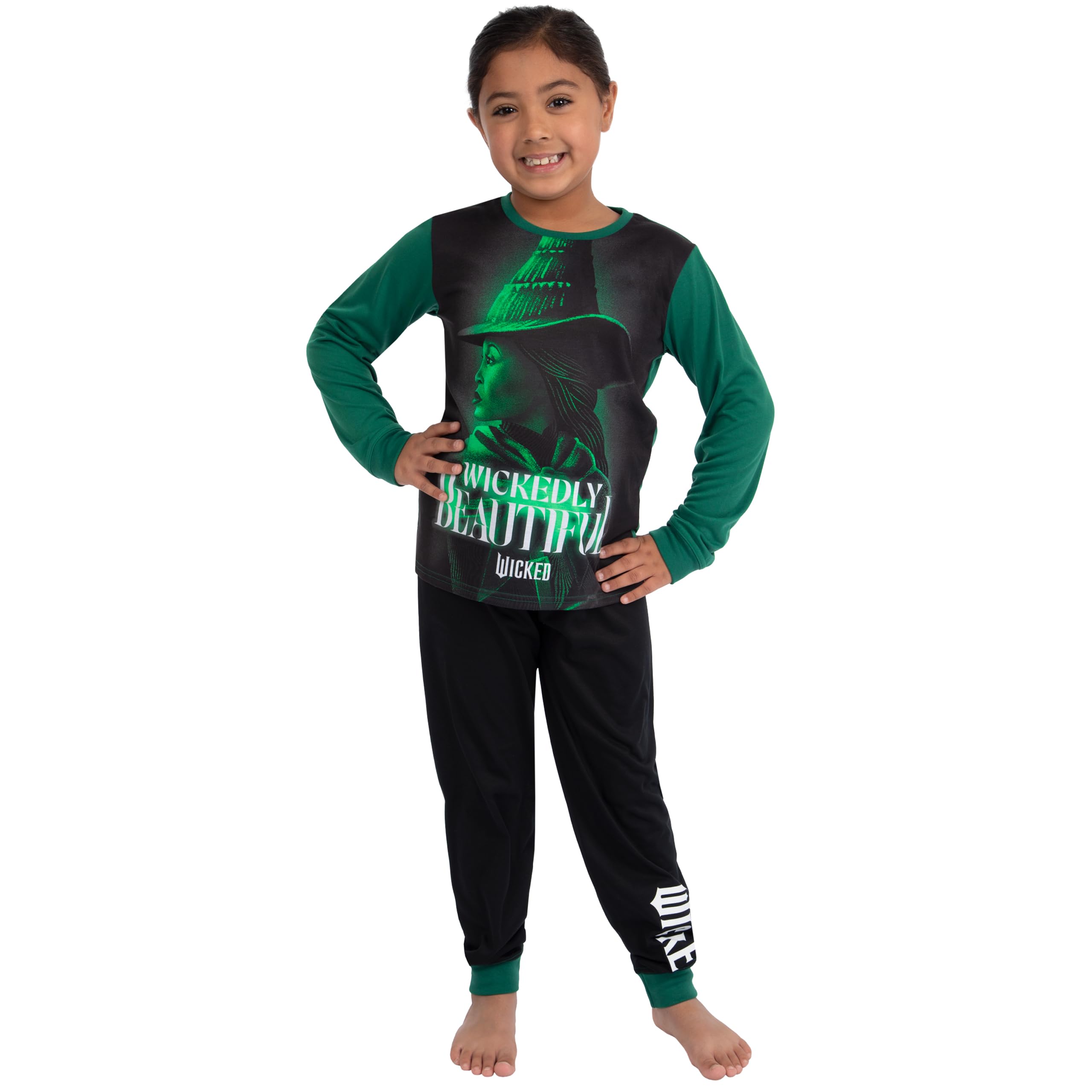 Wicked Pajamas for Girls | Elphaba Themed Long Sleeve Pajama Set | Soft & Comfortable Sleepwear | Perfect for Halloween Costumes, Birthday Gifts & Sleepovers