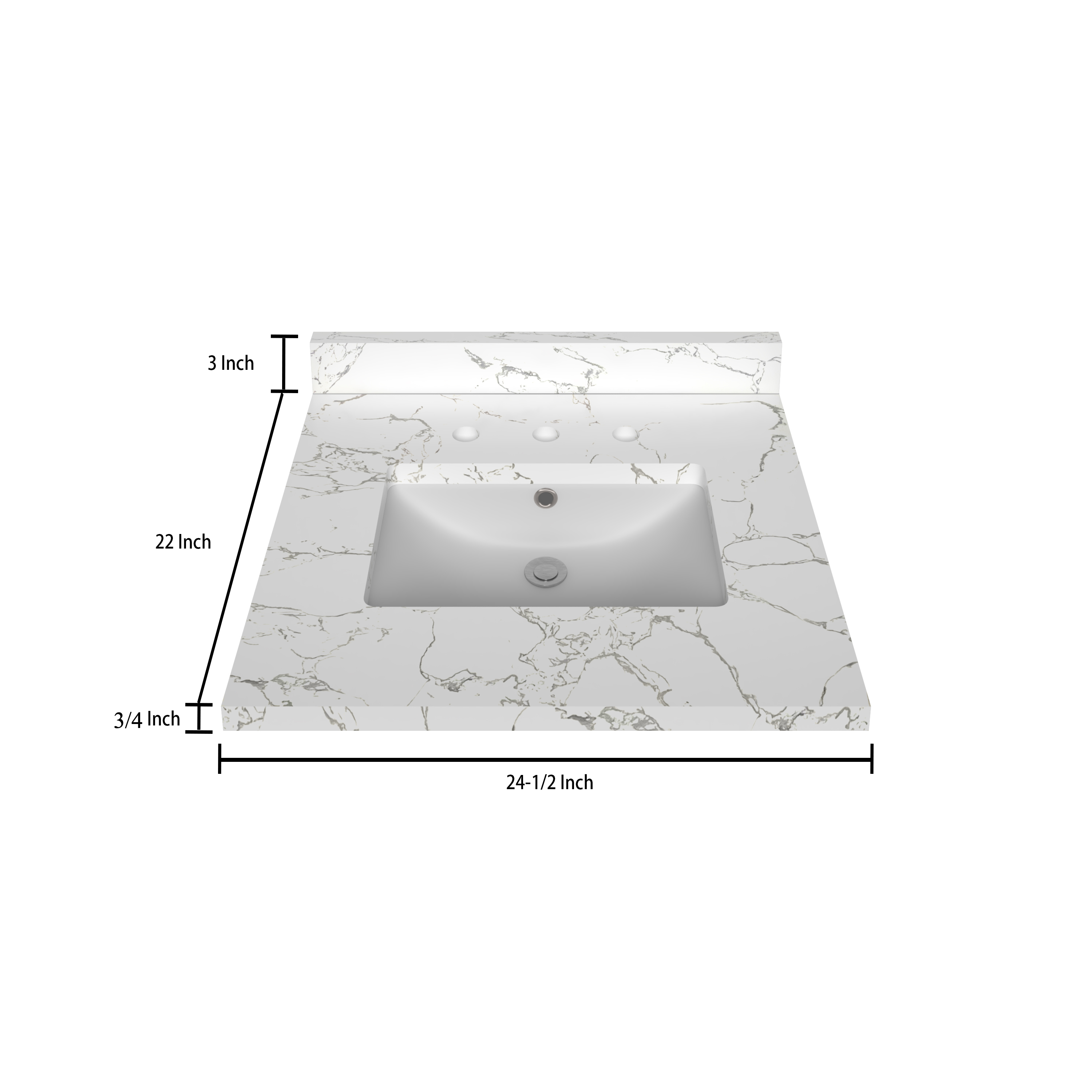 Premium Carrara White Marble Countertop 24.5