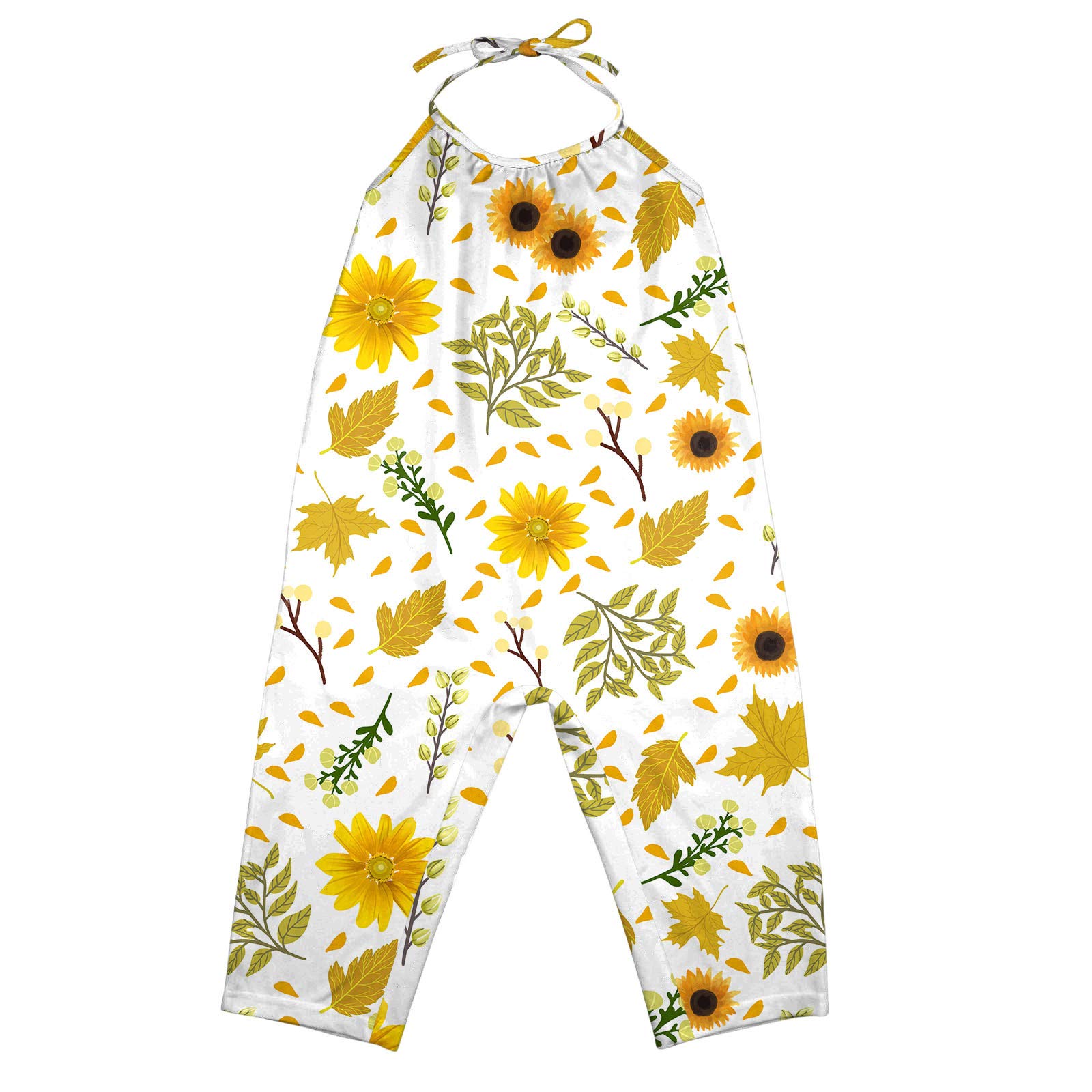Toddler Girls Floral Strap Romper Jumpsuit - Summer Baby Outfit for 3-4 Years (White) | Perfect for Beach, Park & Outdoor Play