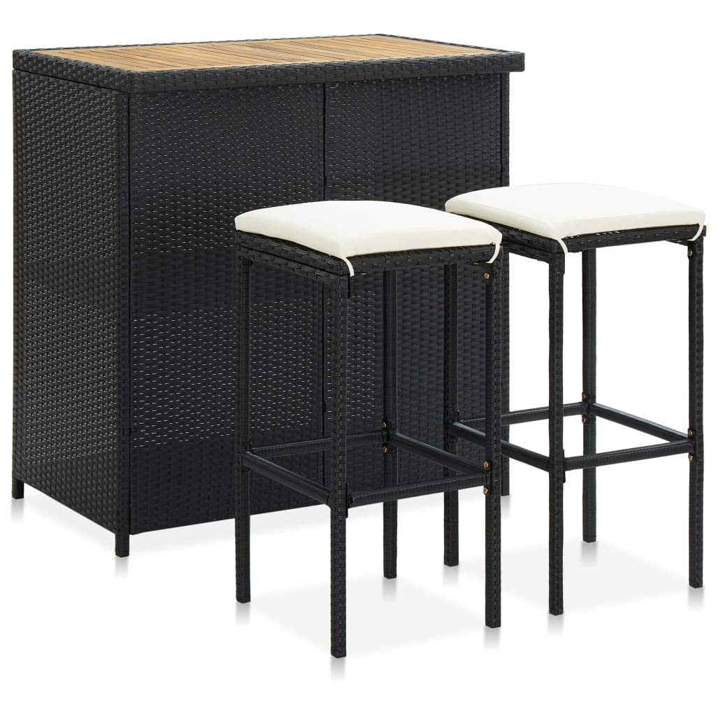 Vintage Industrial 3-Piece Bar Set - Black Metal Bistro Table & Stools for Small Space, Breakfast Nook, Living Room, Restaurant & Cafe Decor | Durable Modern Furniture for Home & Commercial Use