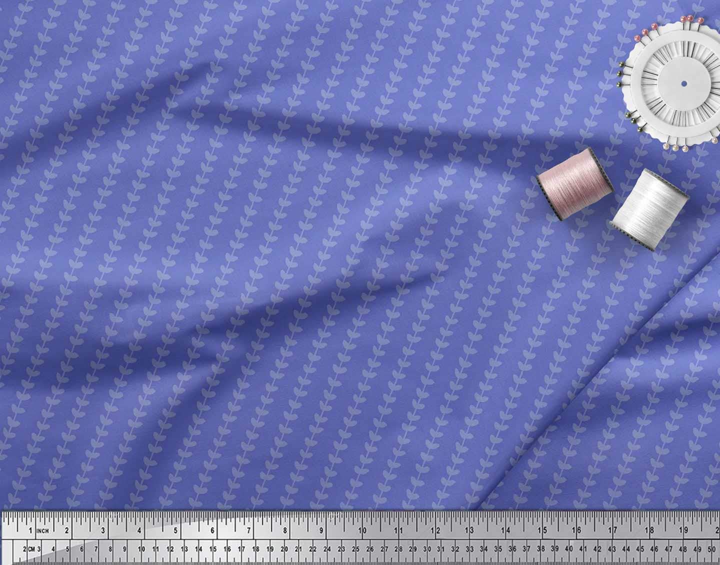 Soimoi Moss Georgette Brown Fabric by The Yard - 42 Inch Wide Stripe & Leaves Printed Fabric for Dresses, Curtains & Home Decor - Artistic Modern Fusion Fabric for Sewing Projects