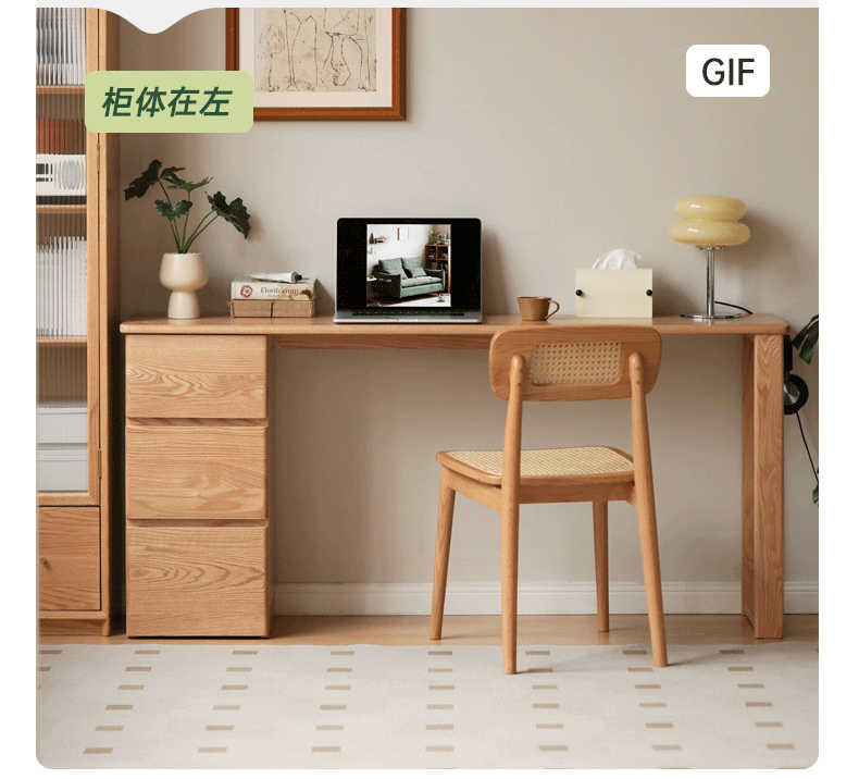 Solid Oak Wood Narrow Long Table with Storage Cabinet - Perfect for Small Spaces, Entryways & Home Offices