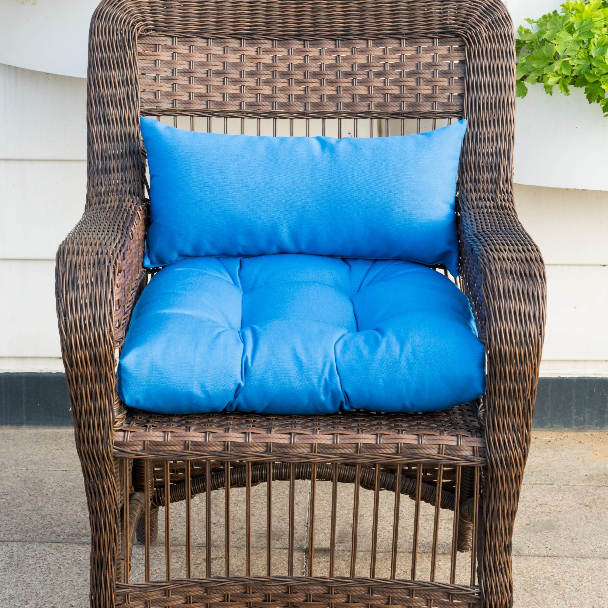 QILLOWAY Outdoor Patio Wicker Seat Cushion Set - 5 Piece Loveseat Cushions with U-Shape & Lumbar Pillows for Patio Furniture, Wicker Sofa, Bench, Porch, Settee - Waterproof & UV Resistant - Peacock Blue - Perfect for Backyard, Garden & Poolside Relaxation