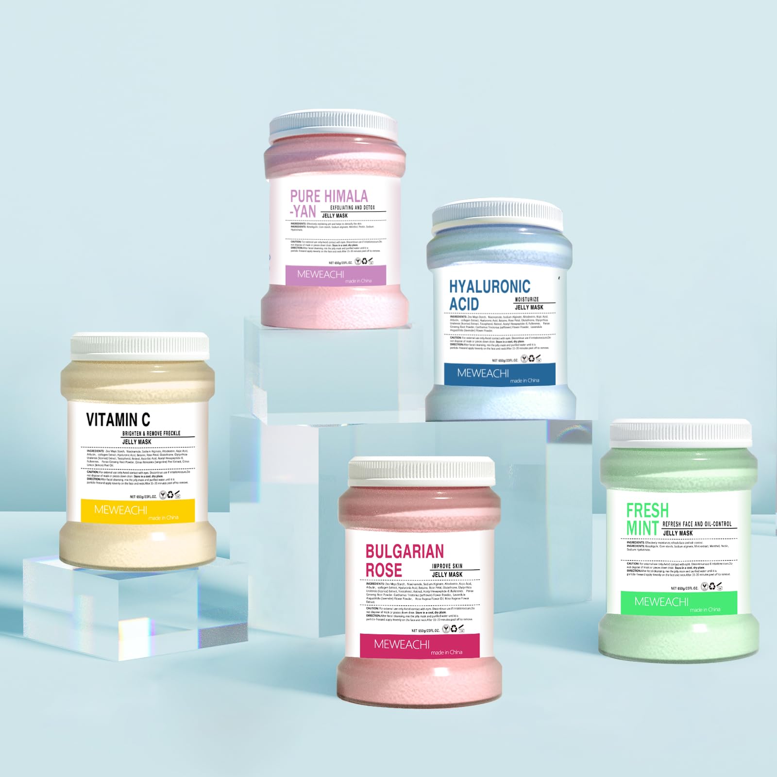 Professional Jelly Face Mask Set - Hydrating & Moisturizing Gel Mask for Wrinkles & Acne, 23 Fl Oz Jar, Natural Skincare Facial Treatment (5-Piece Set) - Perfect for Spa Nights, Self-Care Routines & Glowing Skin