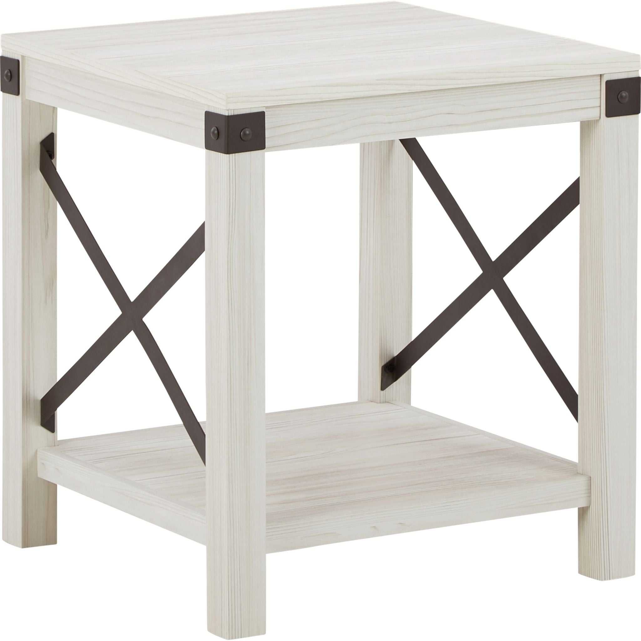 Bayflynn Whitewashed End Table - Modern Nightstand for Bedroom, Living Room, or Office - Small Side Table with Rustic Farmhouse Style