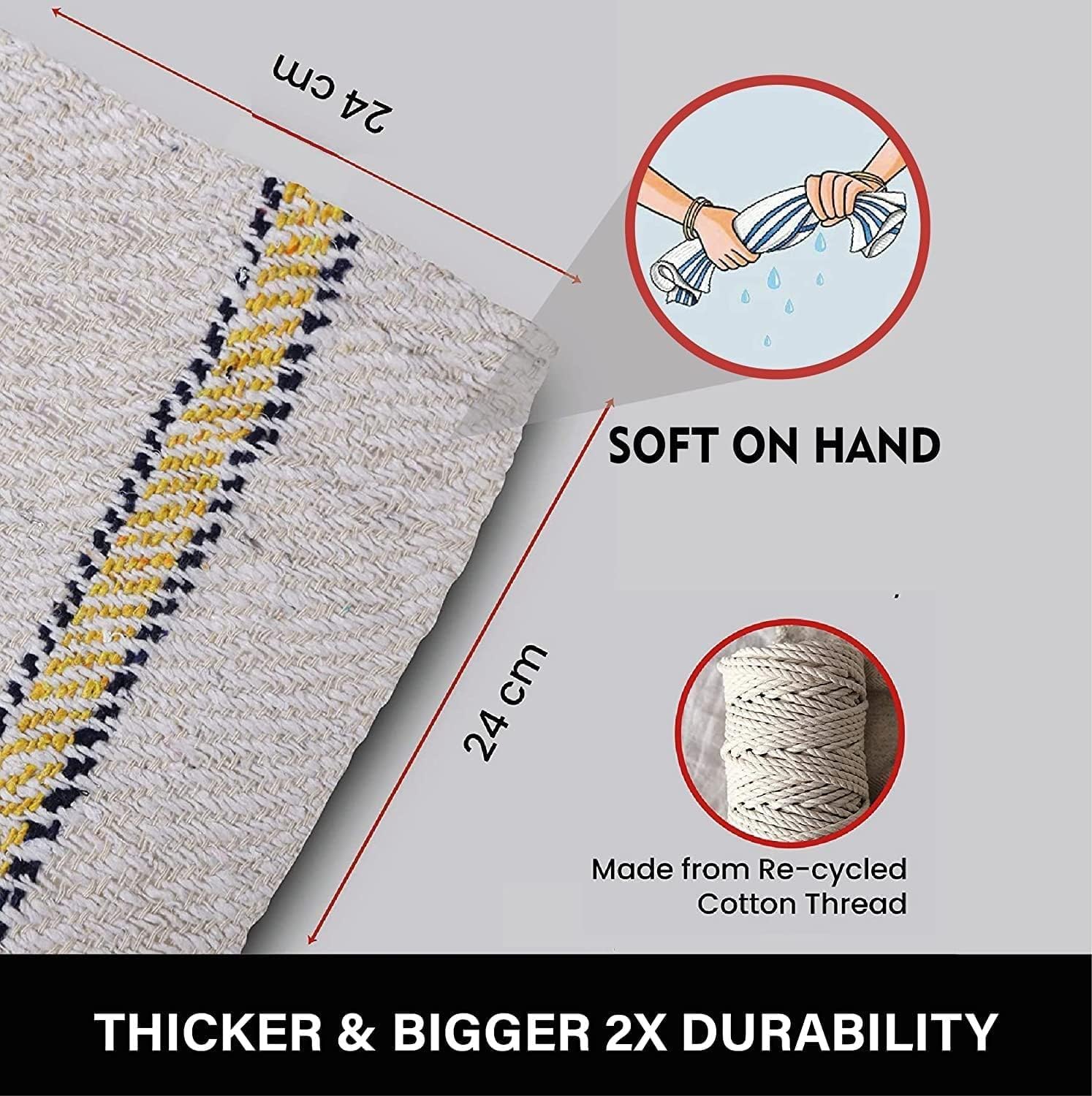 Premium Microfiber Cleaning Cloth - 24 x 24 Inch Reusable & Washable Mop for Floors, Fans, Desks, Cars & Blackboards - Super Absorbent Dusting & Sweeping Pads (Pack of 2) - Perfect for Home, Office & Car Cleaning