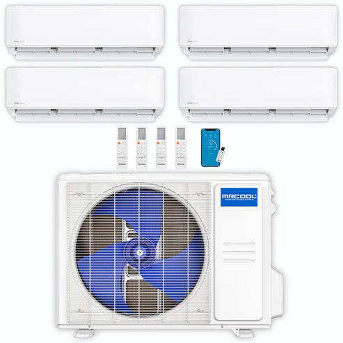 MRCOOL DIY Mini Split 36,000 BTU 4-Zone Ductless Air Conditioner & Heat Pump System - Energy Efficient Cooling & Heating for Home, Office, or Garage (Model DIY B 436HP09090909)