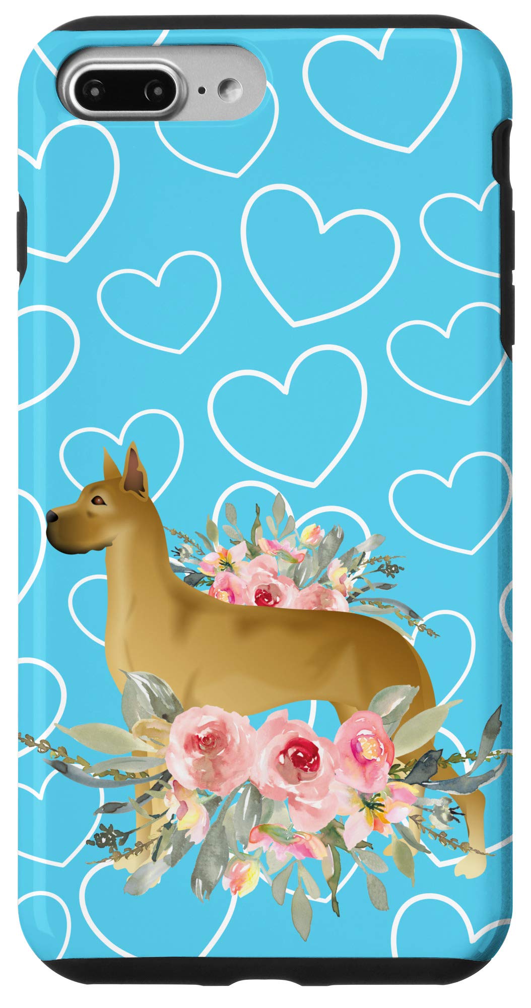 iPhone 7 Plus/8 Plus Floral Cute Great Dane Love Phone Case - Perfect Gift for Dog Lovers, Trendy Protection for Everyday Use