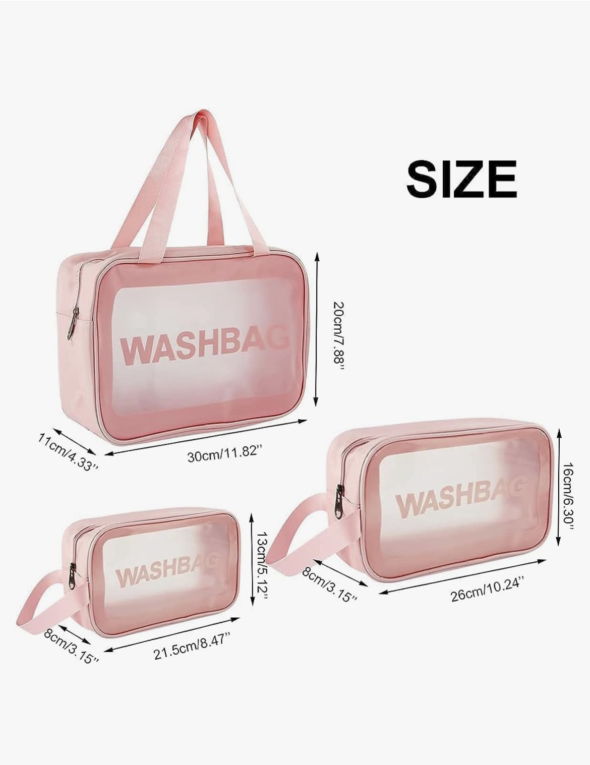 SAKSHI Creations 3-Piece Pink Cosmetic Pouch Set - Waterproof Makeup Bag for Travel, Toiletry Organizer for Brushes & Beauty Accessories - Perfect for Home, Gym & Vacation Use