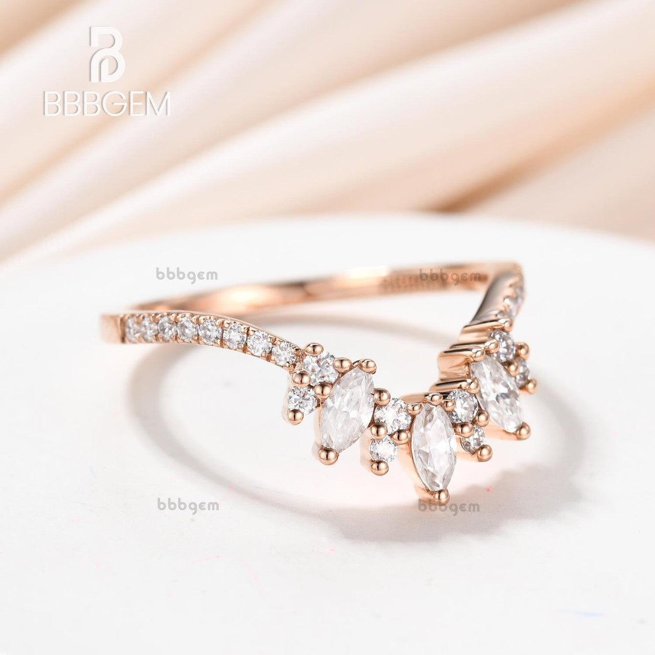 Vintage Marquise & Round Cut Moissanite Wedding Band Set - Elegant Matching Rings for Bridal Jewelry, Anniversary Gifts & Special Occasions
