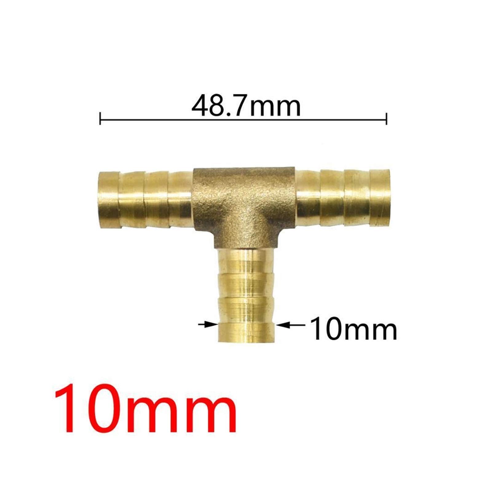 Brass T-Shaped Garden Hose Connector Adapter - 8/10/12/14/16/19mm Y Cross Three-Way Coupler for Air, Water & Oil (10mm Cross) - Perfect for Lawn Irrigation, Car Washing & Hydraulic Systems