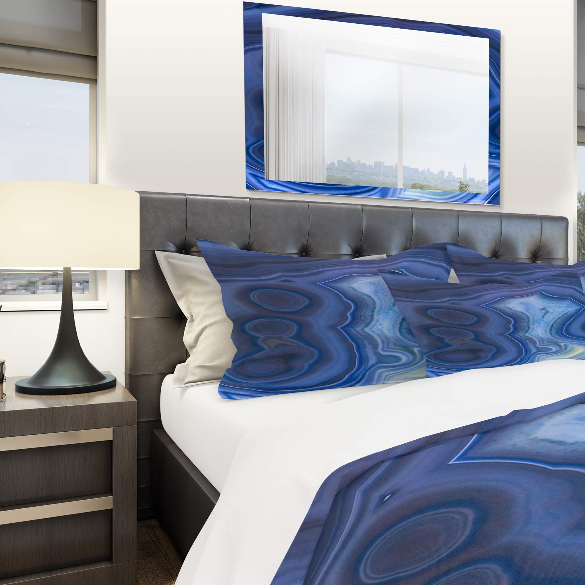 Blue Agate Duvet Cover Set King - Modern Abstract Bedding for All Seasons