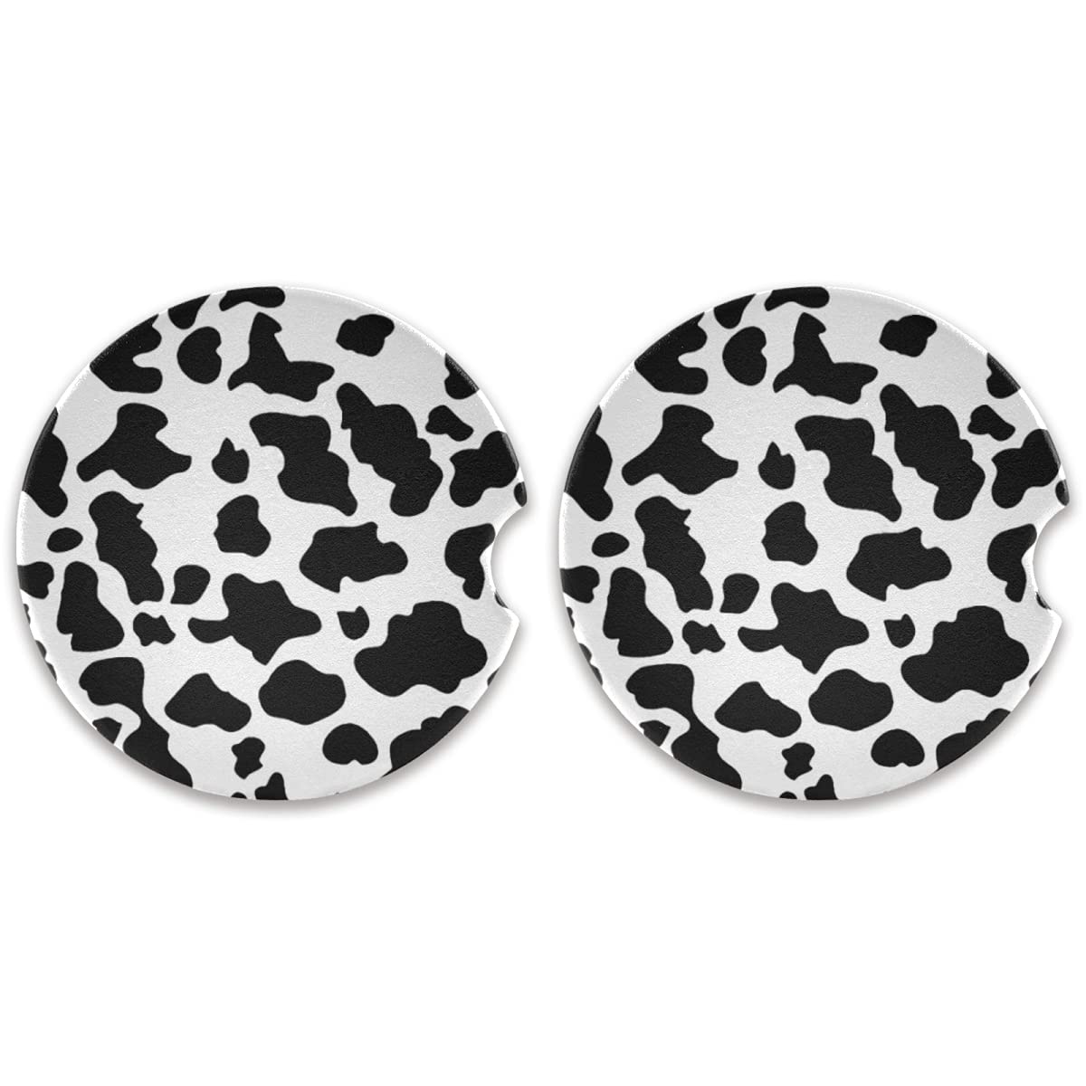 Cow Print Pattern Car Coasters 2 Pack - Non-Slip 2.56