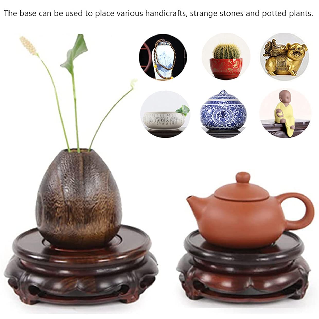 Handcrafted Wooden Display Stand for Vases, Plants, Buddha Statues & Bonsai - Carved Wood Pedestal Base for Home Decor, Oriental Furniture & Shelf Brackets | Perfect for Living Room, Office & Meditation Spaces