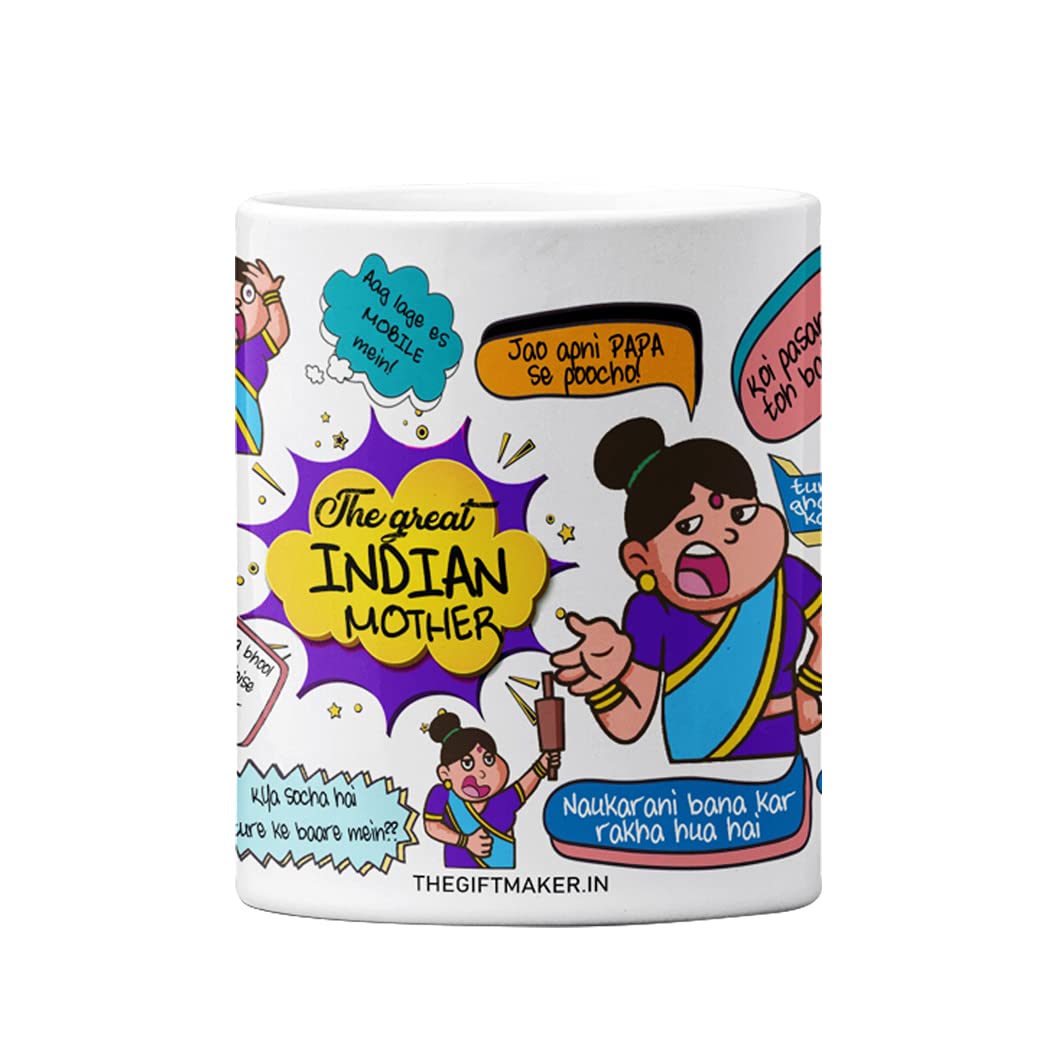 The Great Indian Mother Mug - Perfect Gift for Mom, Aayi, Ammi | Ideal for Birthday, Mother's Day & Daily Coffee Use | Ceramic Coffee Cup for Home, Office & Gifting