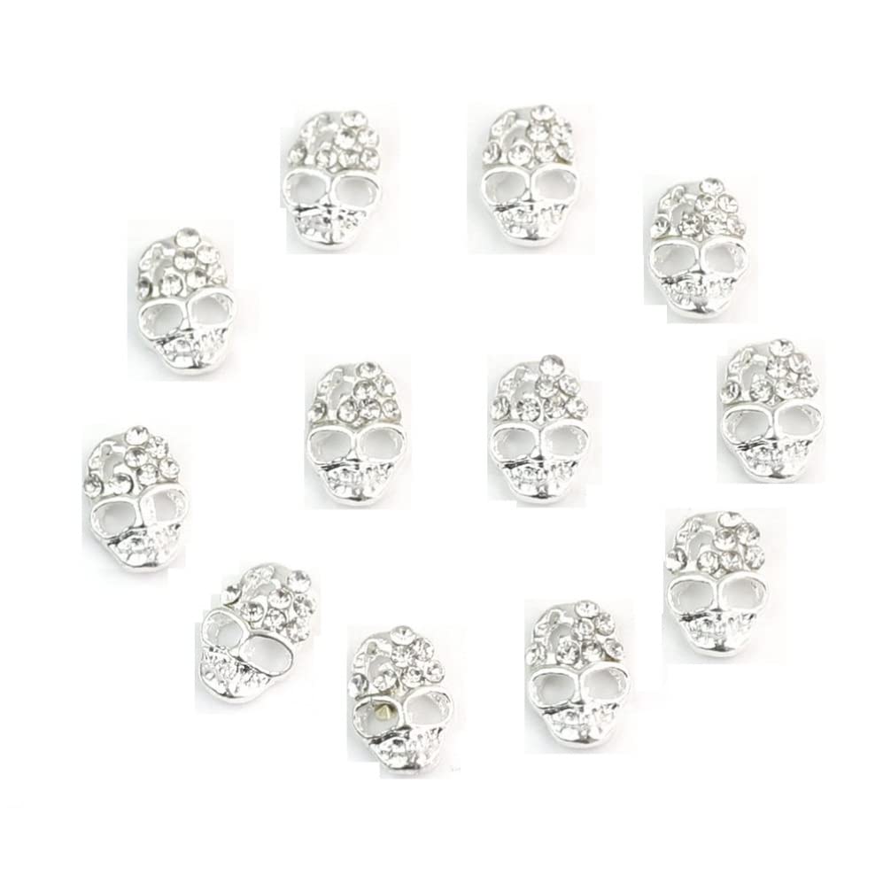 FOMIYES 12pcs 3D Nail Rhinestones - Skull Studs Nail Art Stickers for Manicure & Nail Decoration - Self-Adhesive Nail Gems for DIY Nail Art, Perfect for Parties, Weddings, and Special Occasions