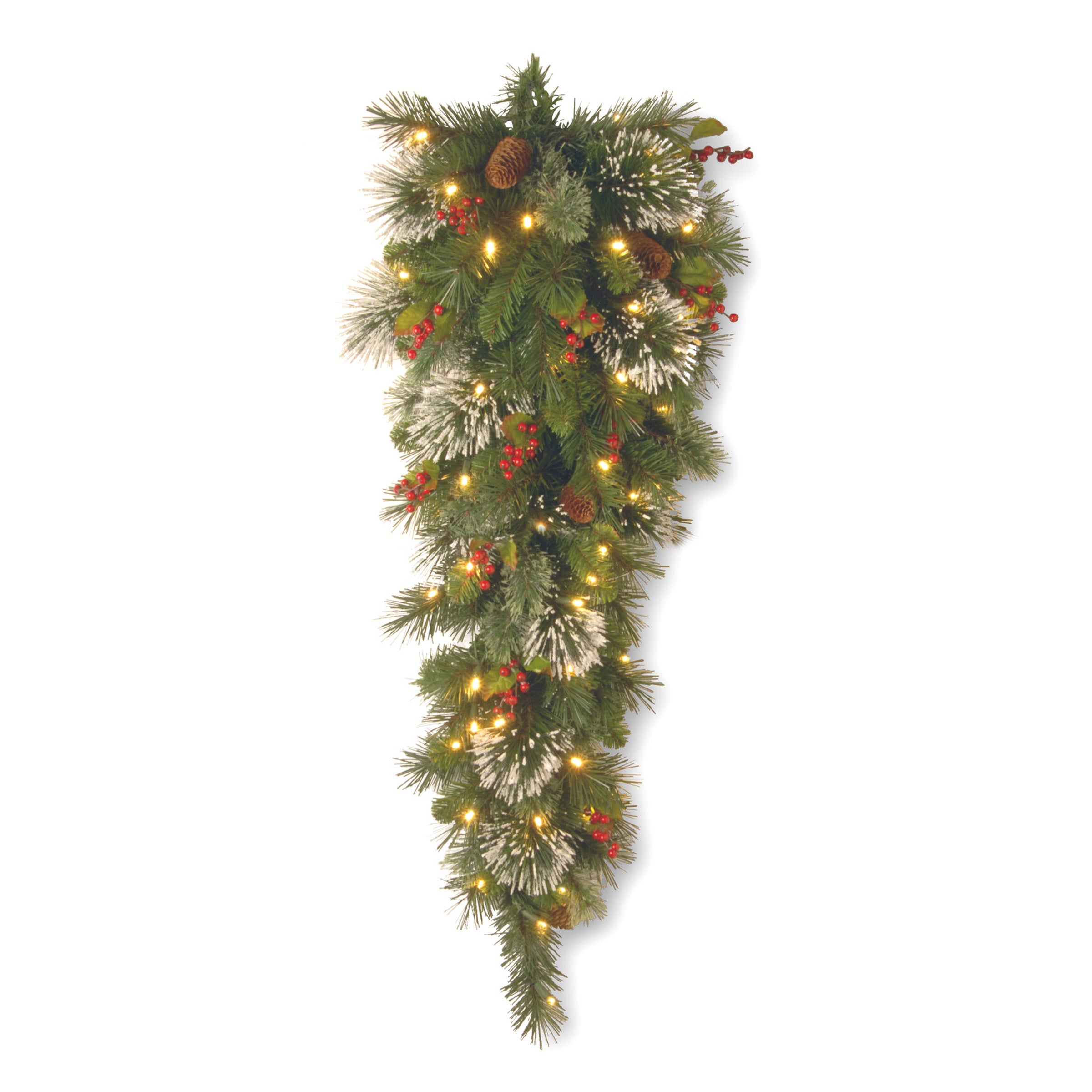 36 Inch Pre-Lit Wintry Pine Slim Teardrop Christmas Tree with 500 Warm White LED Lights - Perfect for Small Spaces, Apartments, and Holiday Decorations
