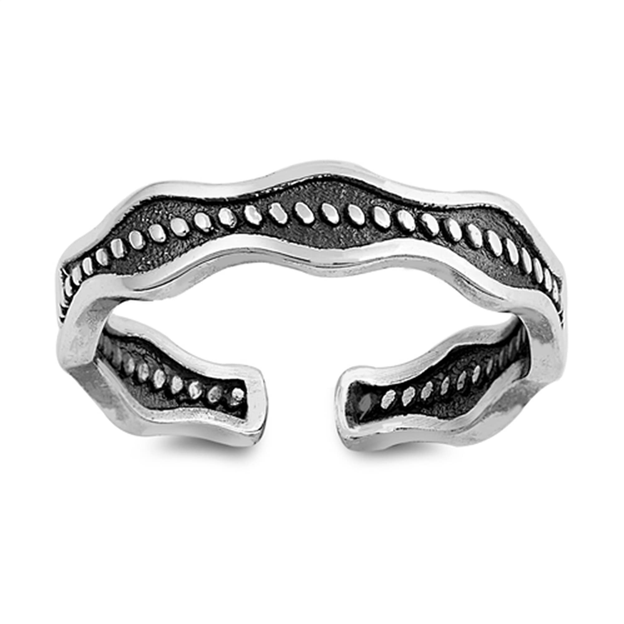 925 Sterling Silver Wavy Bali Adjustable Toe Rings for Women - Boho Beach Wedding Summer Jewelry - Perfect for Sandals, Flip Flops & Barefoot Occasions