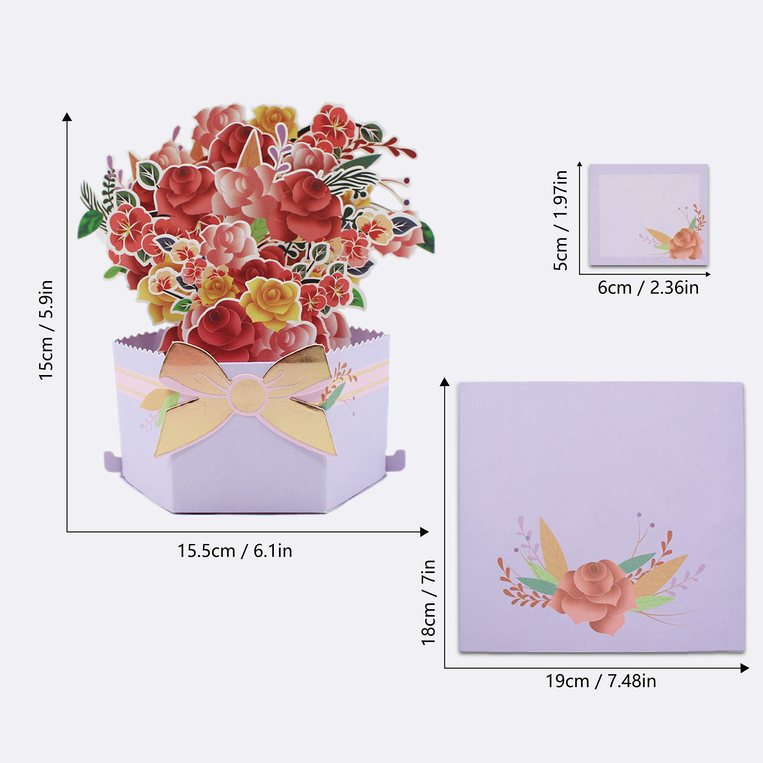 Valentine's Day Pop Up Card | 3D Handmade Birthday Cake Greeting Card | Floral Design for Anniversaries, Weddings & Special Occasions