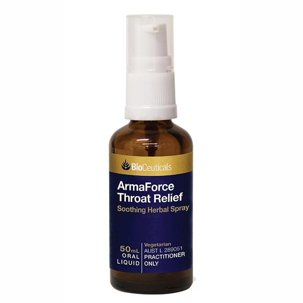 BioCeuticals ArmaForce Throat Relief Oral Liquid - Soothe Sore Throat Fast | Immune Support Supplement | Natural Herbal Formula for Adults & Kids | Perfect for Cold, Flu & Allergy Season Relief