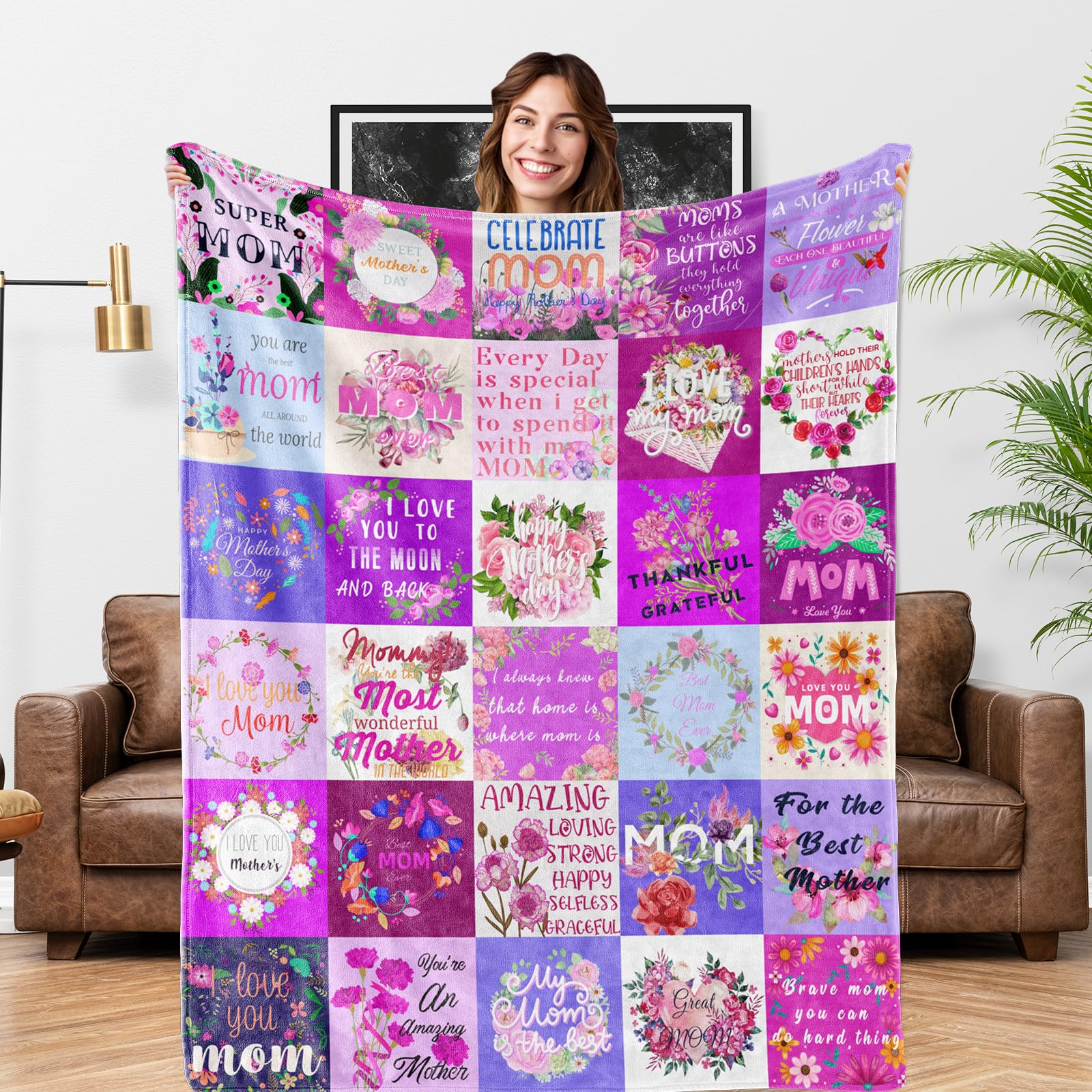 Cozy Mom Gifts Blanket - Soft & Warm Throw for Mother's Day, Birthday, Christmas - Perfect Gift from Daughter, Wife, or Family - Ideal for Cuddling, Relaxing, and Home Decor