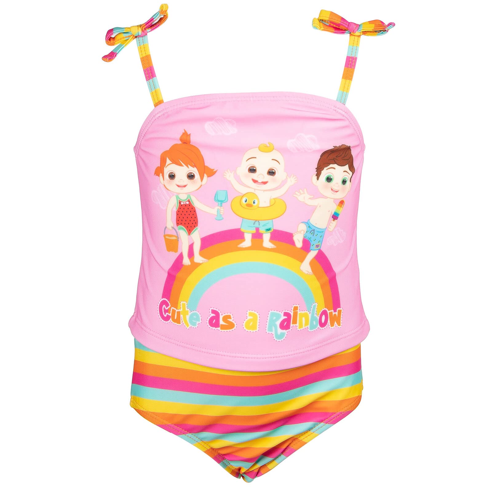 CoComelon Kids' Tankini Top & Swim Bottom Set - 2 Piece Swimwear for Girls, UV Protection & Quick Dry - Perfect for Pool, Beach & Summer Water Play
